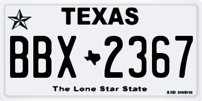 TX license plate BBX2367