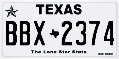 TX license plate BBX2374