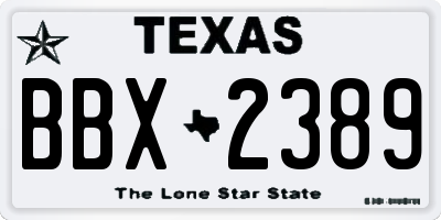 TX license plate BBX2389