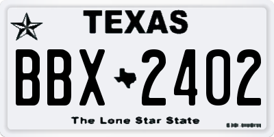 TX license plate BBX2402
