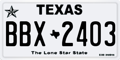 TX license plate BBX2403