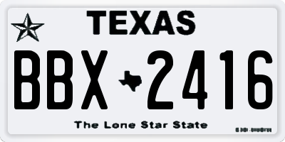 TX license plate BBX2416