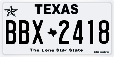 TX license plate BBX2418
