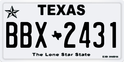 TX license plate BBX2431