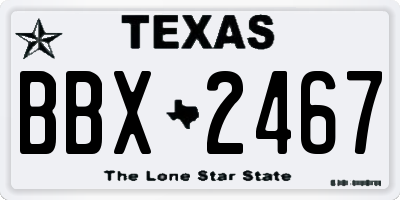 TX license plate BBX2467