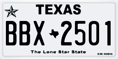 TX license plate BBX2501