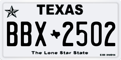 TX license plate BBX2502