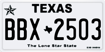 TX license plate BBX2503