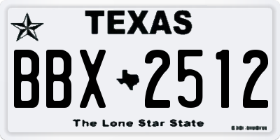 TX license plate BBX2512