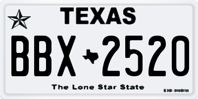 TX license plate BBX2520
