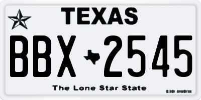 TX license plate BBX2545