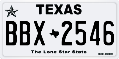 TX license plate BBX2546