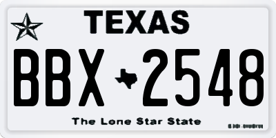 TX license plate BBX2548