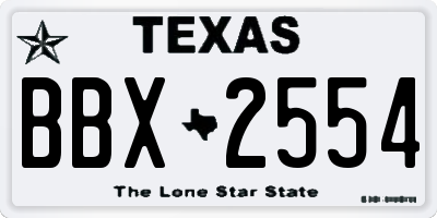 TX license plate BBX2554