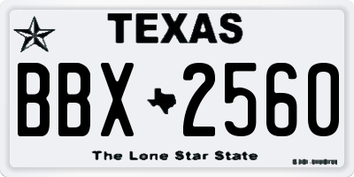 TX license plate BBX2560