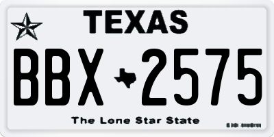 TX license plate BBX2575