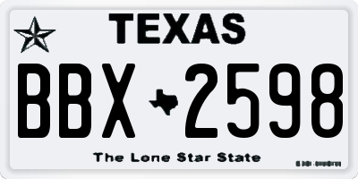 TX license plate BBX2598