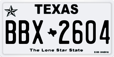 TX license plate BBX2604