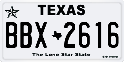 TX license plate BBX2616