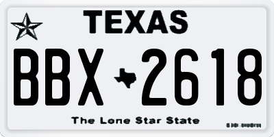 TX license plate BBX2618