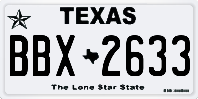 TX license plate BBX2633