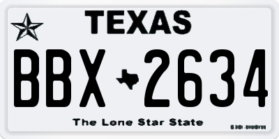 TX license plate BBX2634