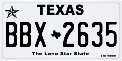TX license plate BBX2635