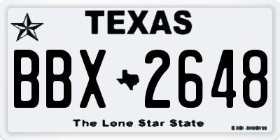 TX license plate BBX2648