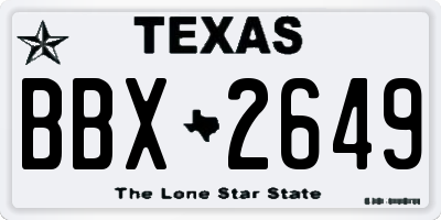 TX license plate BBX2649