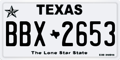 TX license plate BBX2653