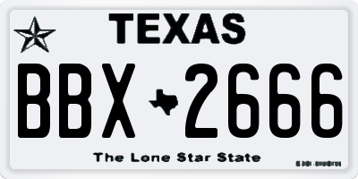 TX license plate BBX2666