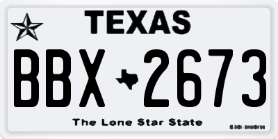 TX license plate BBX2673