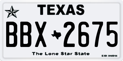 TX license plate BBX2675