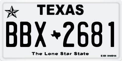 TX license plate BBX2681