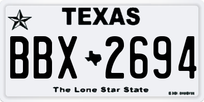 TX license plate BBX2694