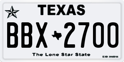 TX license plate BBX2700