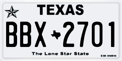 TX license plate BBX2701