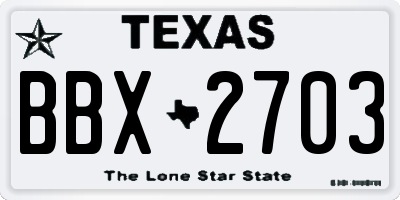 TX license plate BBX2703