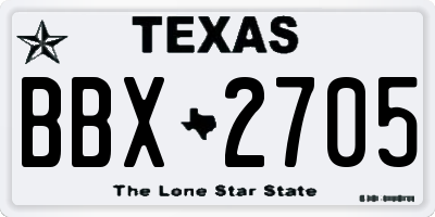 TX license plate BBX2705