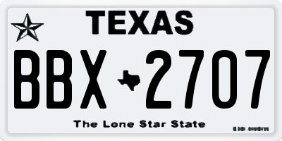 TX license plate BBX2707