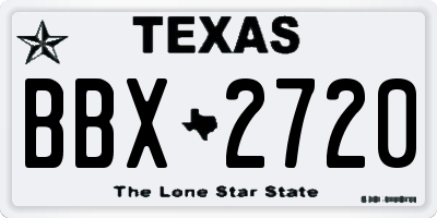 TX license plate BBX2720