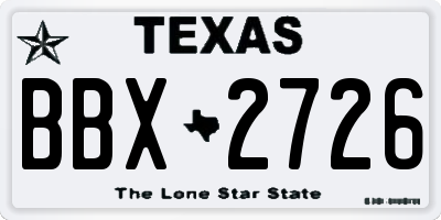 TX license plate BBX2726