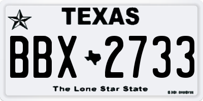 TX license plate BBX2733