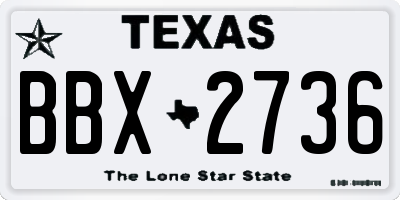 TX license plate BBX2736