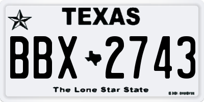 TX license plate BBX2743