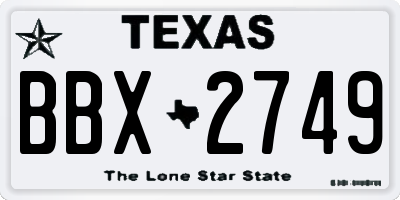 TX license plate BBX2749