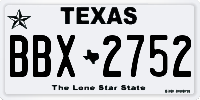TX license plate BBX2752