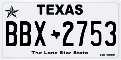 TX license plate BBX2753