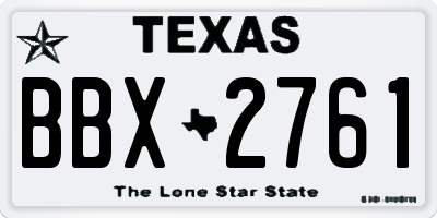 TX license plate BBX2761