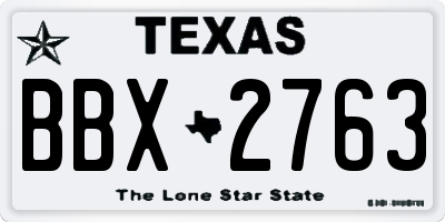 TX license plate BBX2763